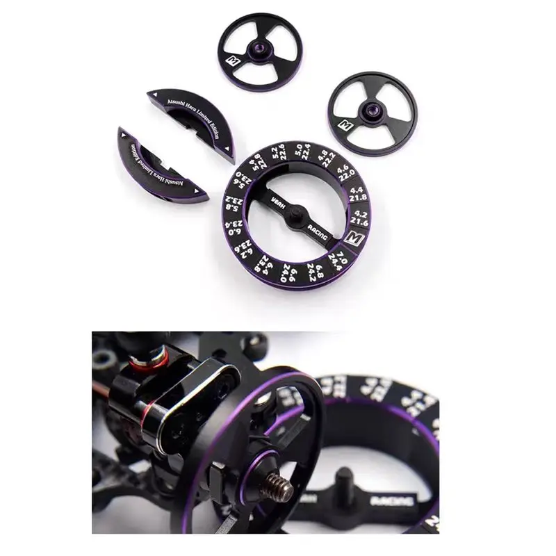 ABXE-RC For 1/10 Car Compatible Chassis Droop Gauge Adjustable Measurement Tool Measuring Circle Ruler Adjuster Black+Purple