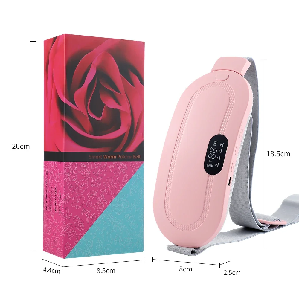 Electric Waist Massage Period Cramp Massager Vibrating Heating Belt for Women Menstrual Waist Stomach Abdominal Warm Palace Belt