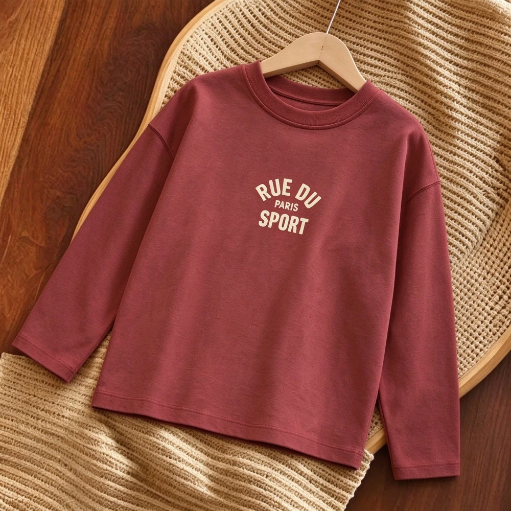 Girls Boys Long Sleeve T-Shirt 2026 New Autumn Stylish Letter And Animal Patterns Casual Cartoon Print Popular Daily Clothing