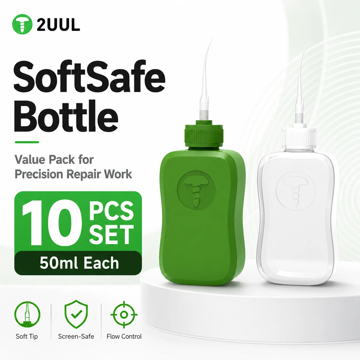 2UUL CL51 CL52 Soft Safe Dispensing Bottle 10Pcs 50ml Soft Tip Solvent Container Safe Use Phone Repair Accessory