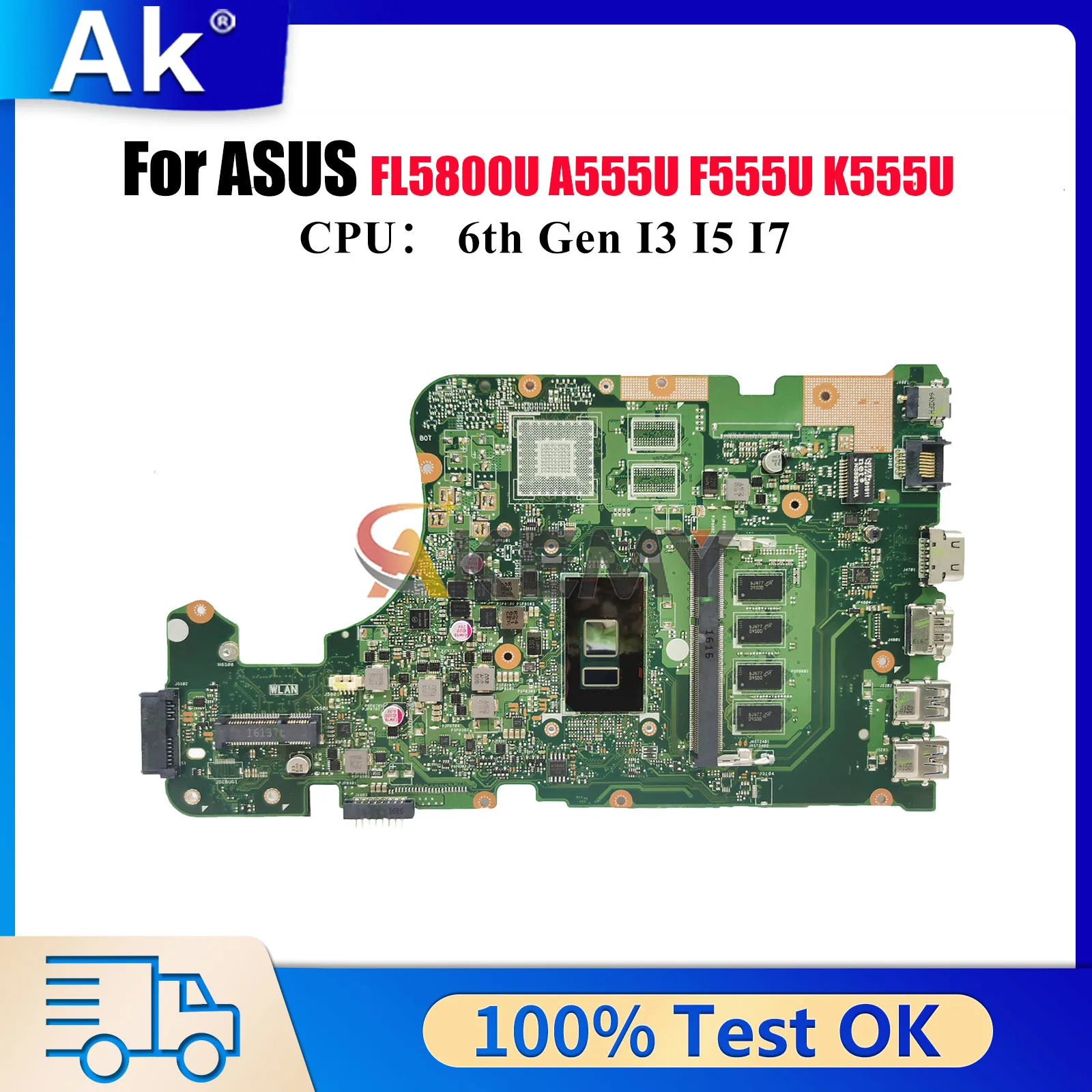 

Материнская плата X555UA для ноутбука ASUS FL5800U X555UA X555U X555UB K555U X555UJ A555U X555UQ F555U X555UF, материнская плата с процессором I3 I5 I7