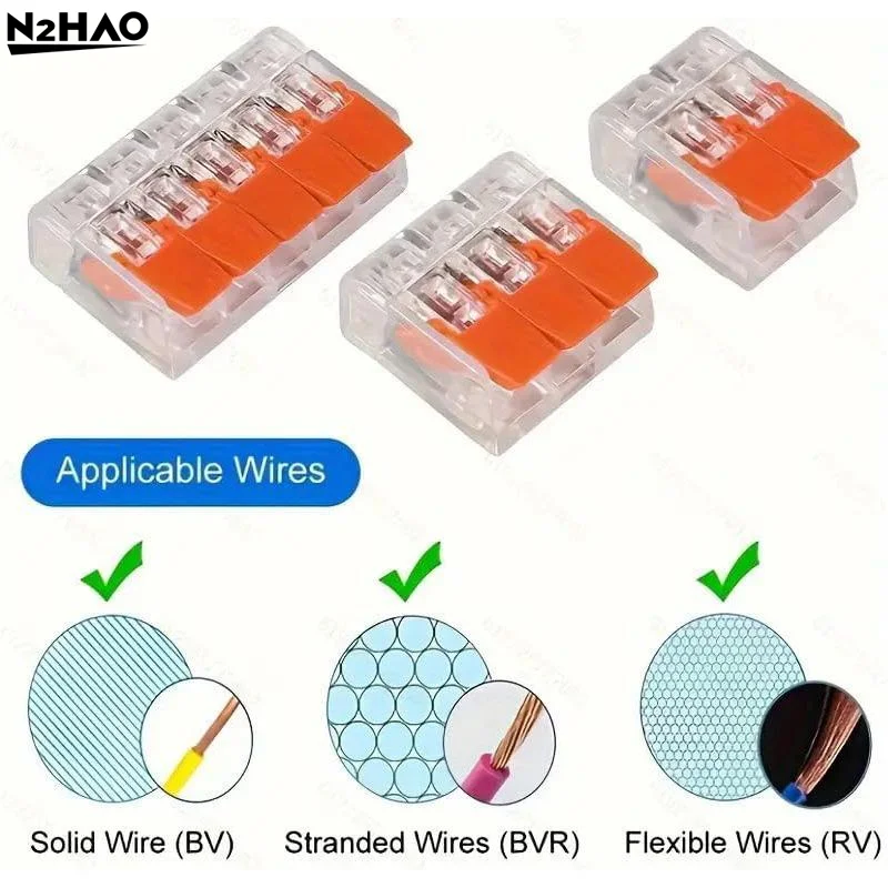 10/75Pcs Electrical Lever Wire Connector 2/3/4/5 Port Quick Wiring Terminal Compact Cable Splicing Connector DIY Kit