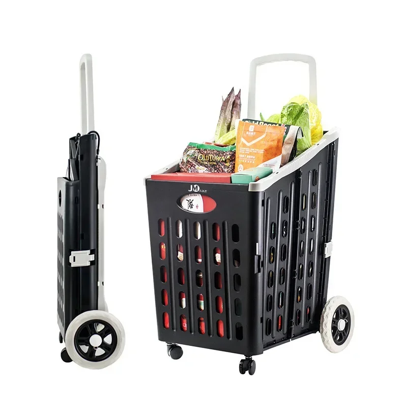 Supermarket Shopping Cart Foldable Trolley Household Elderly  Shopping Cart Mall Folding Shopping Cart