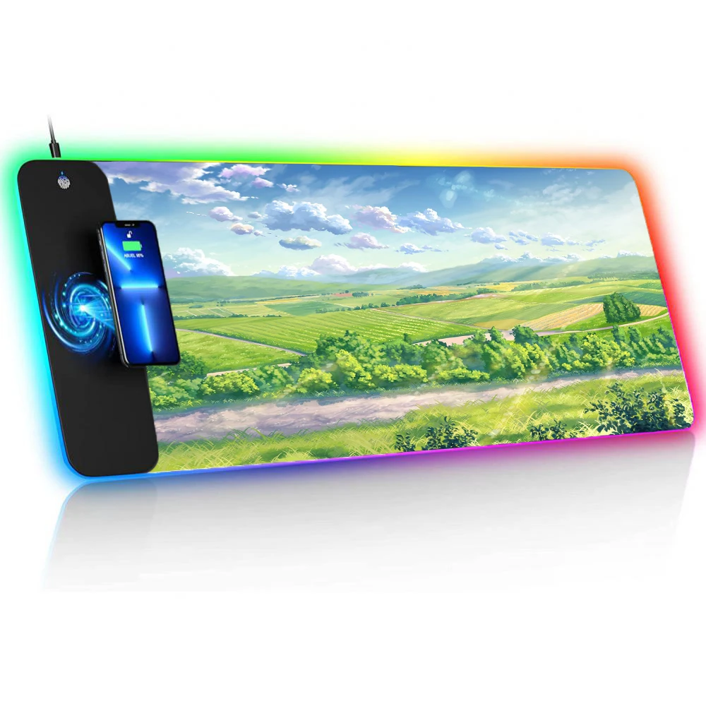 Wireless Charging Mousepad Anime Scenery Desktops Gamer Kawaii Xxl Mouse Pad Gaming Accessories Desk Mat Office Mouse Mats