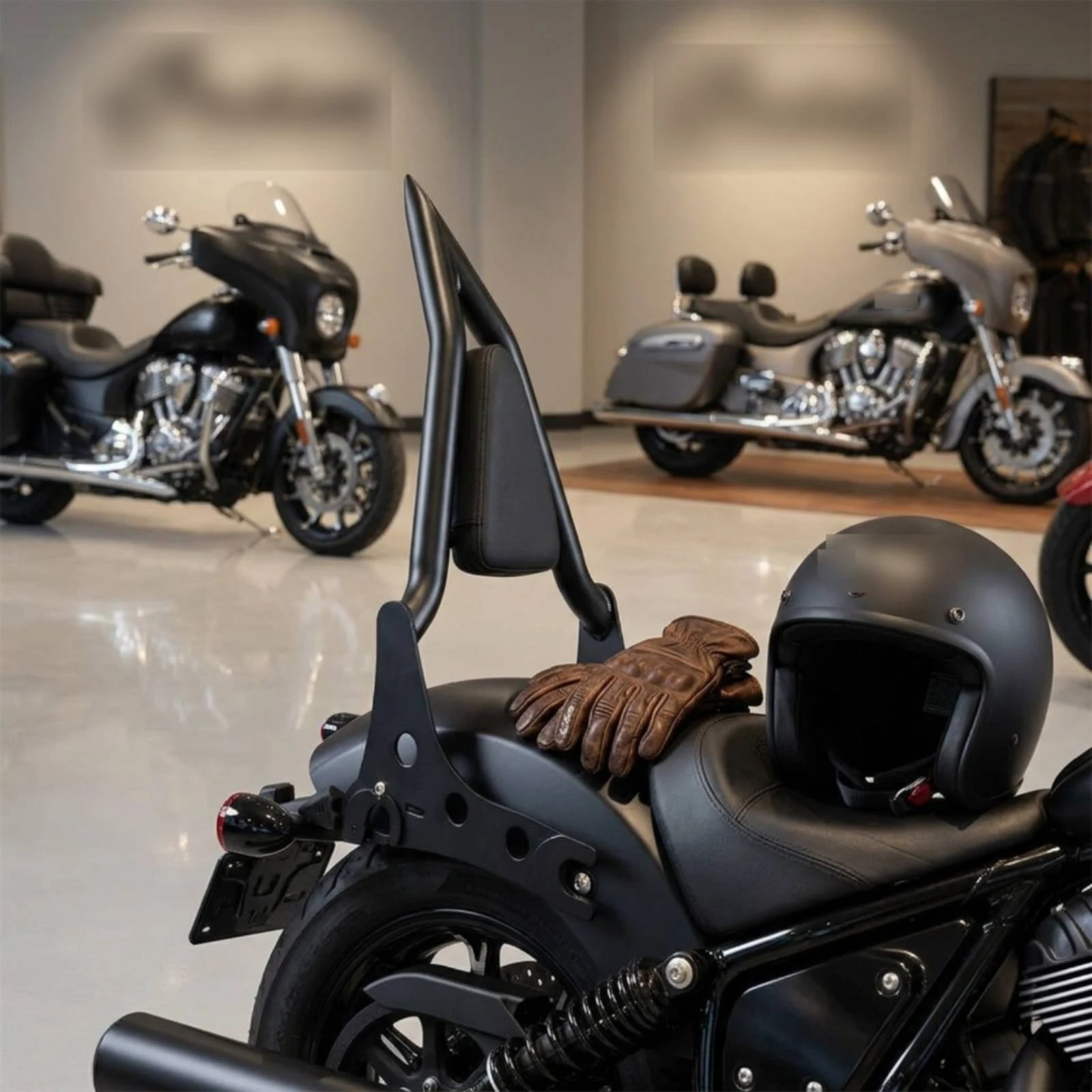 Passenger Backrest with Pad Matte Black Motorcycle Sissy Bar with Cushion Passenger Backrest Cushioned Comfortable