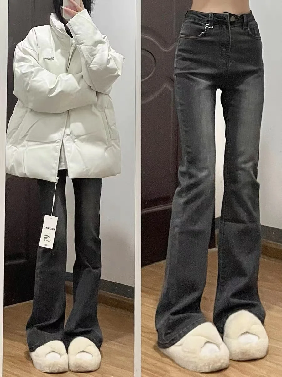 

High Waist Bell Bottom Jeans Women's Spring Autumn 2023 New plus Size Elastic Slimming Long Pants Straight Leg Jeans