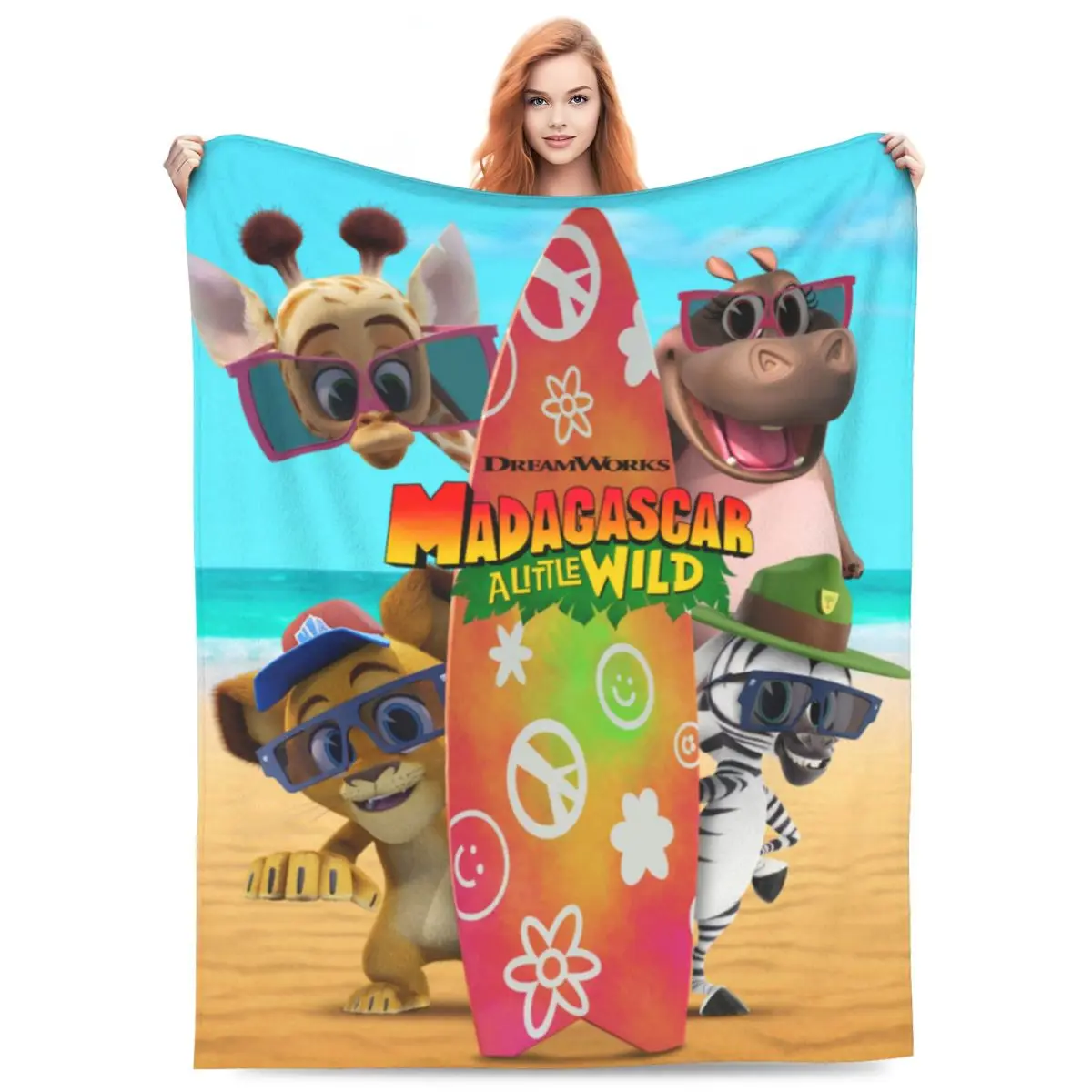 Throw Blanket Madagascar A Little Wild Micro Fleece Blanket Four Sizes Retro Portable For Bedroom Nice Gift