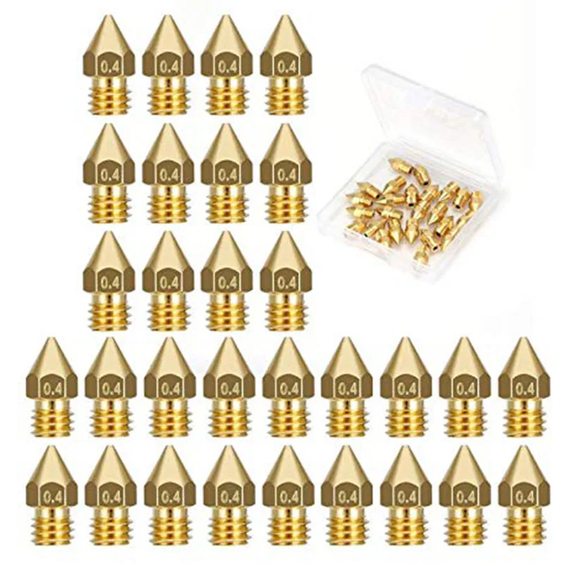 Y06A 30 Pcs 3D Printer Extruder Nozzle-MK8 0.4 mm Nozzle for 3 Anet A8 MK8 -10 -10S S4 S5 3Pro 5