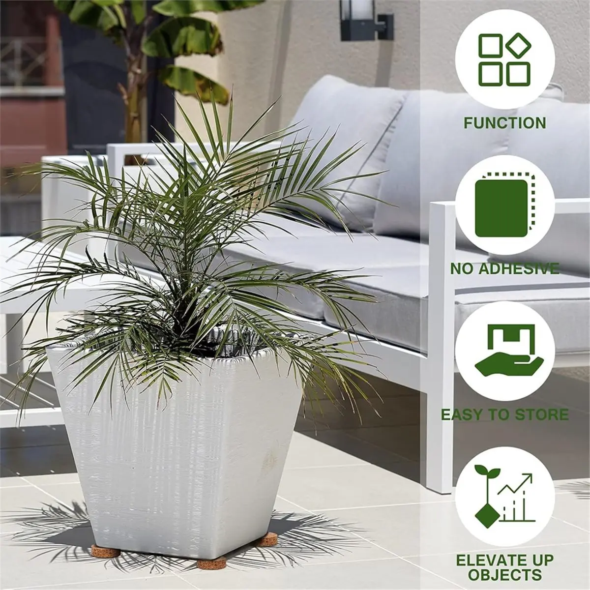 ABNQ 30 Pcs Plant Pot Mat Risers with Non Slip Effect Indoor Outdoor Solid Corkwood Planter Pot Lifters for Plants Flowers