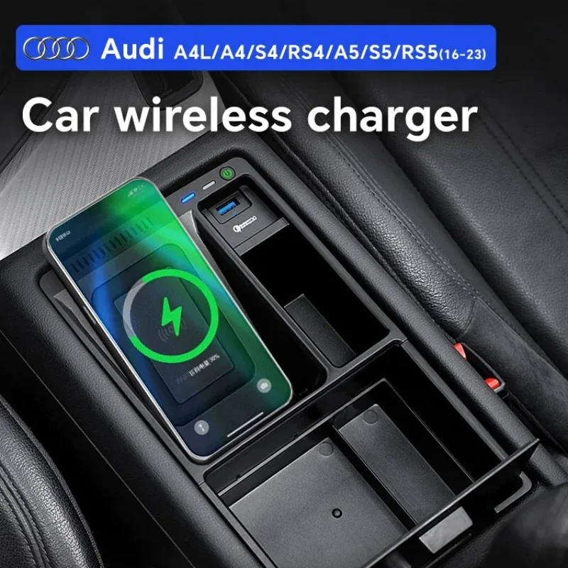 

For Audis A4 A4L A5 S4 S5 B9 Car Wireless Charger Fast Charging Mobile Phone Charging Holder Accessories 2017-2022