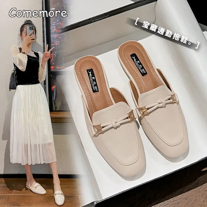 Comemore Comfortable and Elegant Women\'s Shoes Ladies Slippers 2023 Flat Outer Wear Lazy Slides Flip Flops Mules Women Fashion