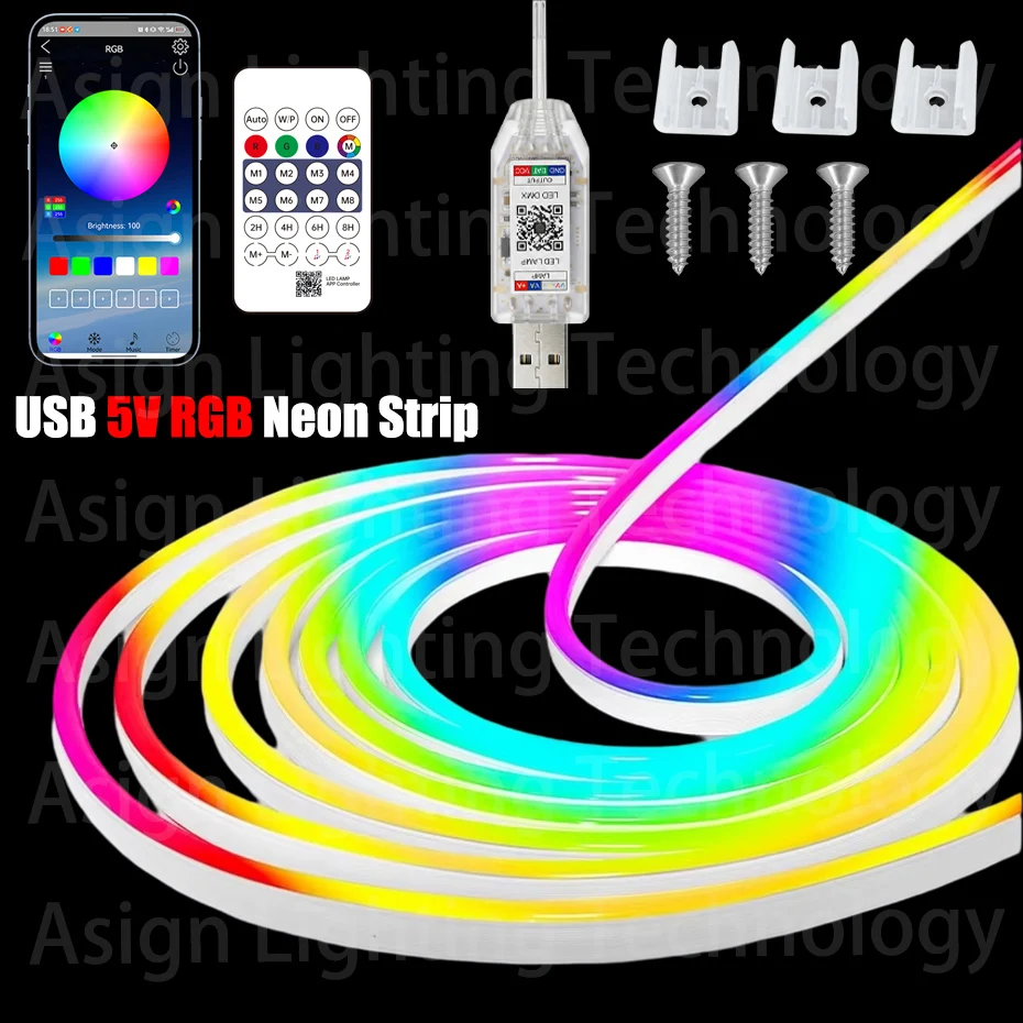 fita-led-neon-rgb-ic-usb-dc5v-1m-10m-ip65-a-prova-d'Agua-com-controle-remoto-via-app-bluetooth-e-sincronizacao-musical-para-decoracao-de-casa