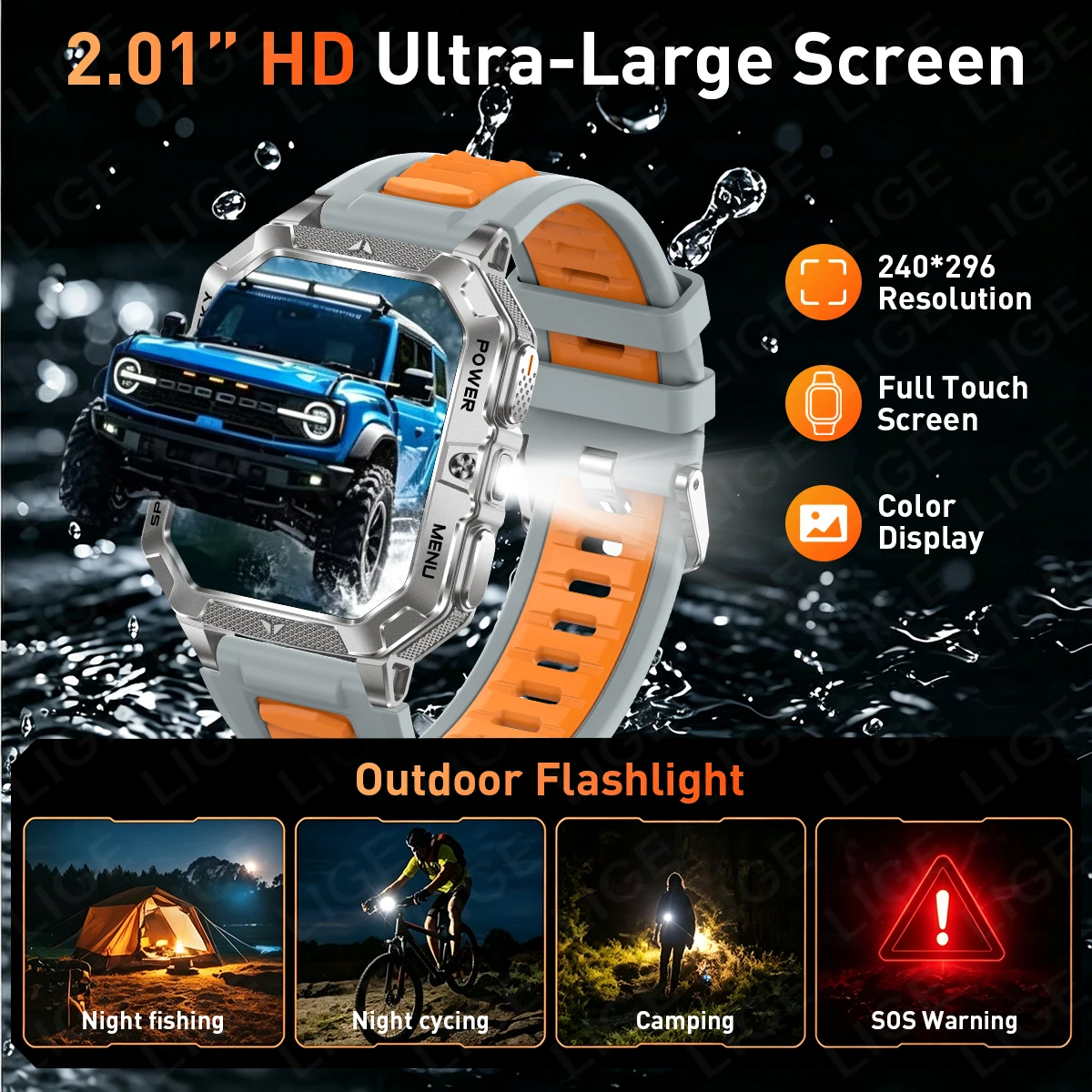 LIGE New 1400mAh Large Battery Smart Watch 2.01