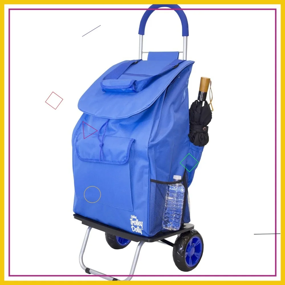 

Large Foldable Shopping Cart with Heavy-Duty Wheels, Blue Grocery Trolley for Easy Transport and Storage