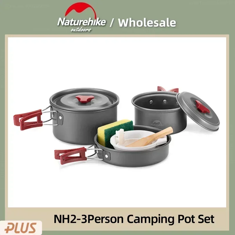 Naturehike Outdoor Portable Ultralight Pot Set Camping Picnic Aluminum Alloy Tableware Camping Cookware Set Frying Pan Fryer Wok