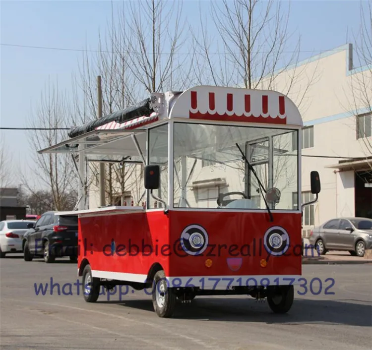 Size Customized Retro Kitchen Outdoor Electric Food truck, Mobile Snack Fast Food cart/truck/trailer Ice Cream Cart