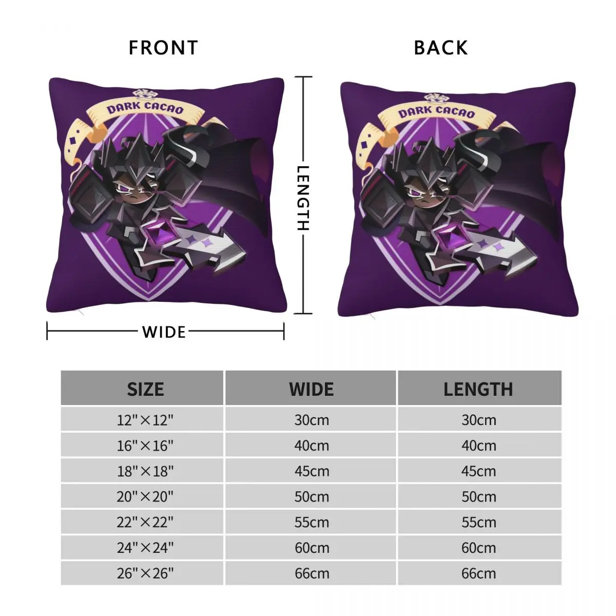 Dark Cacao Cookie Run Square Pillowcase Polyester Linen Velvet Printed Zip Decor Sofa Cushion Cover