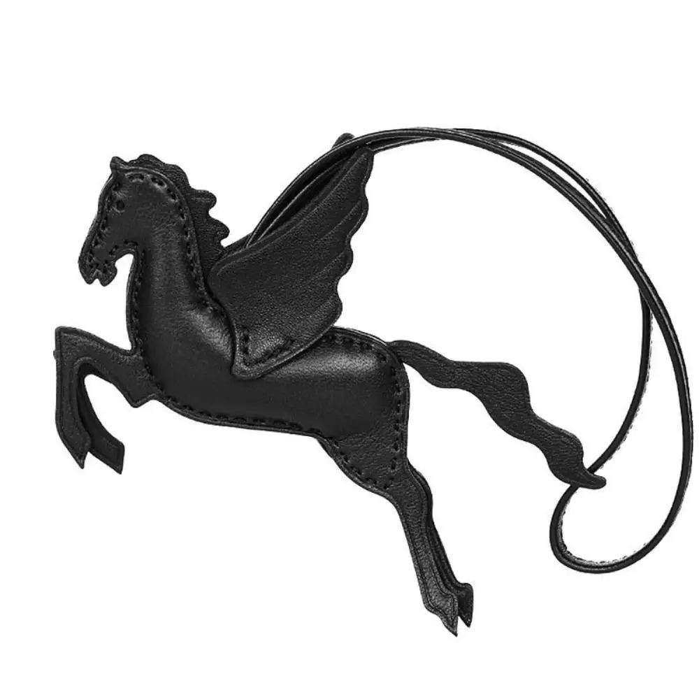 Genuine Leather Horse Keychain Fashion with Lanyard Pegasus Bag Pendant High-end Exquisite Car Hanging Ornaments Gifts