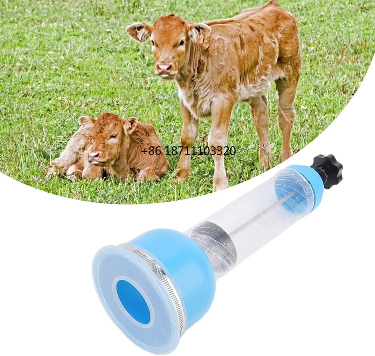 New Calf Breathing Pump for Farm Ventilator Artificial Livestock Manual Tool Plastic Steel Blue Bolu