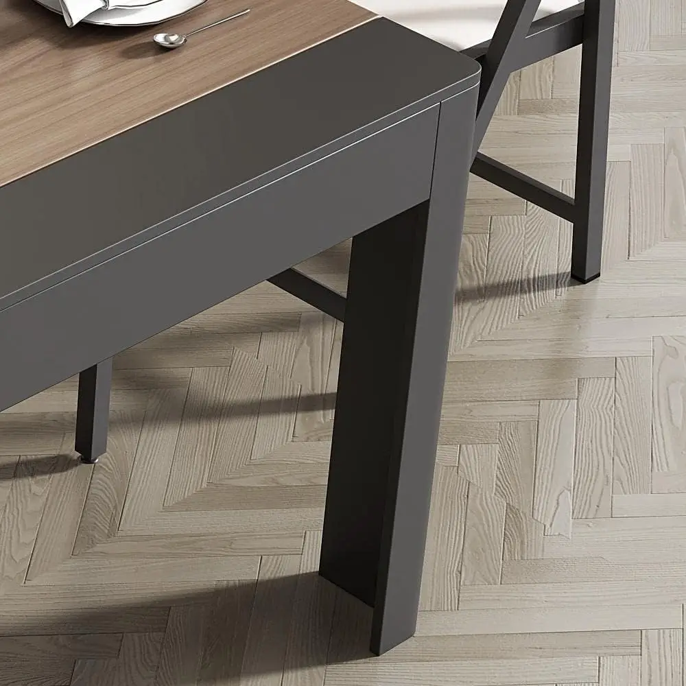 Modern Extendable Dining Table with Storage, Farmhouse Kitchen Table Rectangle Sideboard Glass Door