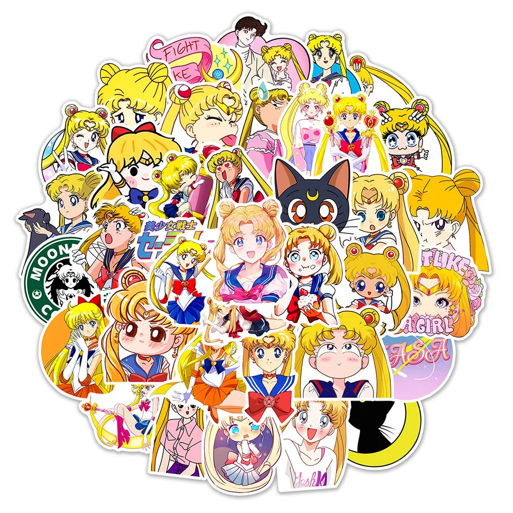 10/30/50pcs Kawaii Sailor Moon 애니메이션 스티커 귀여운 소녀 장식 DIY 일기 전화 편지지 만화 낙서 스티커 데칼