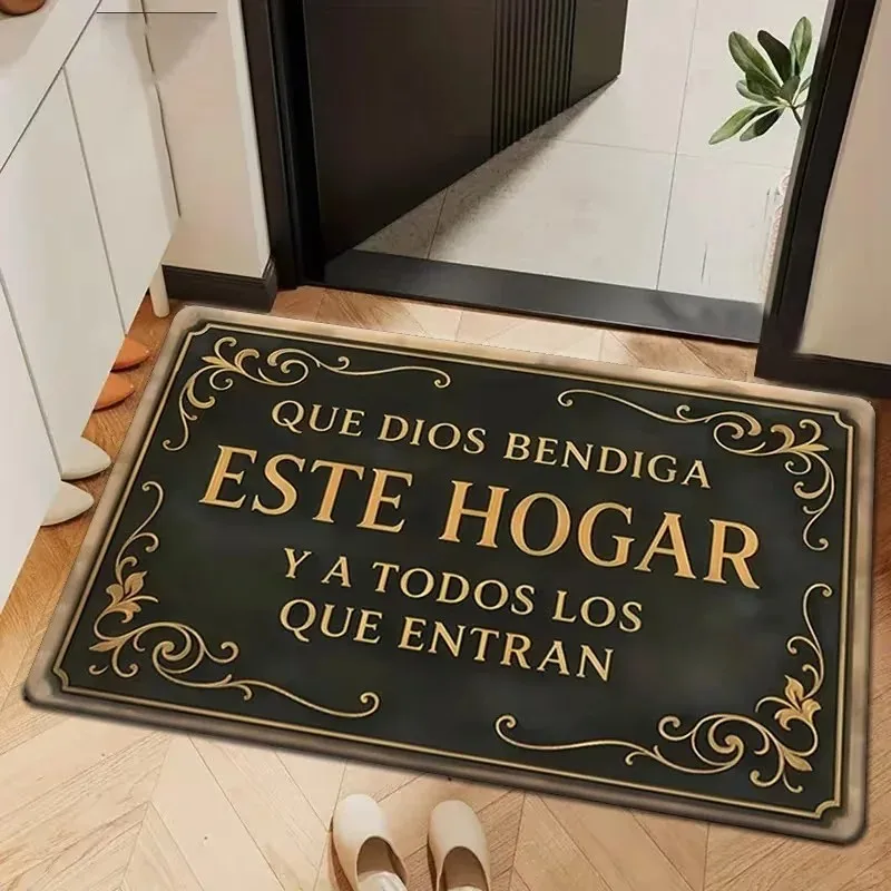 VIKAMA Russian Text Paw Print Doormat Non Slip Washable Cute Paw Pattern Entrance Floor Mat Pet Friendly Home Decor Rug