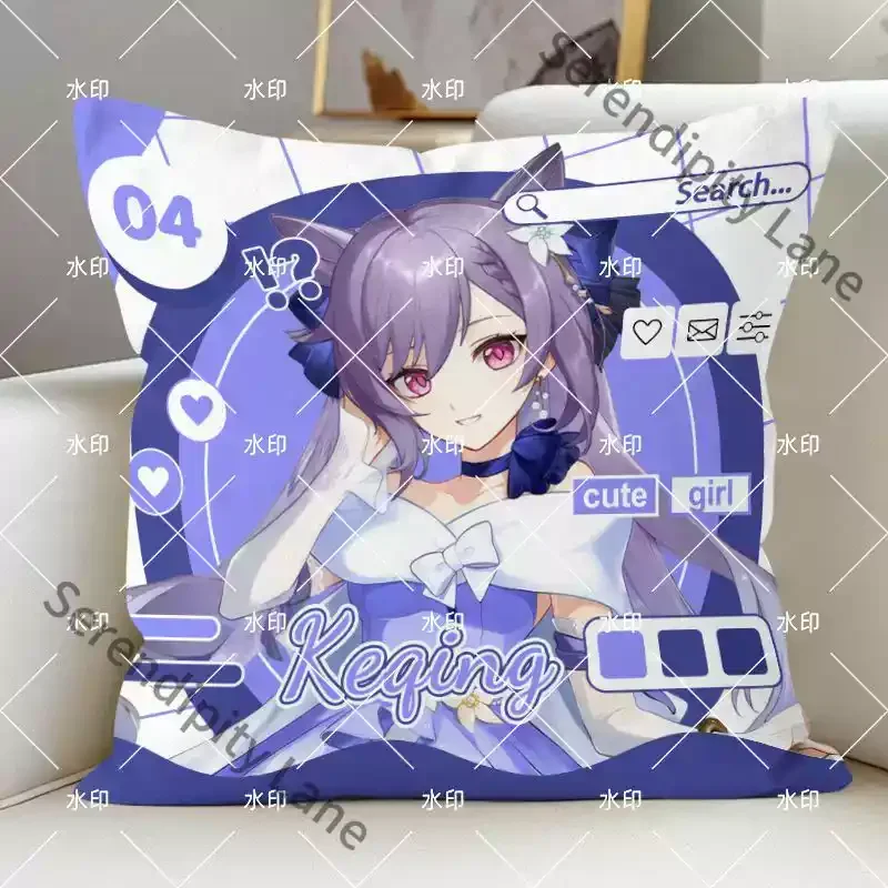 Genshin Impact Yae Miko Tartaglia Cosplay Anime Ambitus Pillow Bedroom Back Cushion Headrest Pillow Pink Collectible Gift