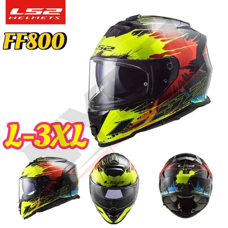 LS2 FF800 Full Face Motorcycle Helmet, Dual Lenses Unisex for Men Women ECE Certified Motorbike Racing Helmet Cascos Para Moto