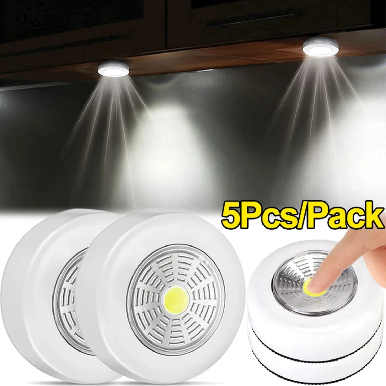 5/1Pcs LED  Light Under Cabinet Stick on Wall Lamp Bedroom Kitchen Wardrobe Cupboard Battery Powered Wireless Night Light