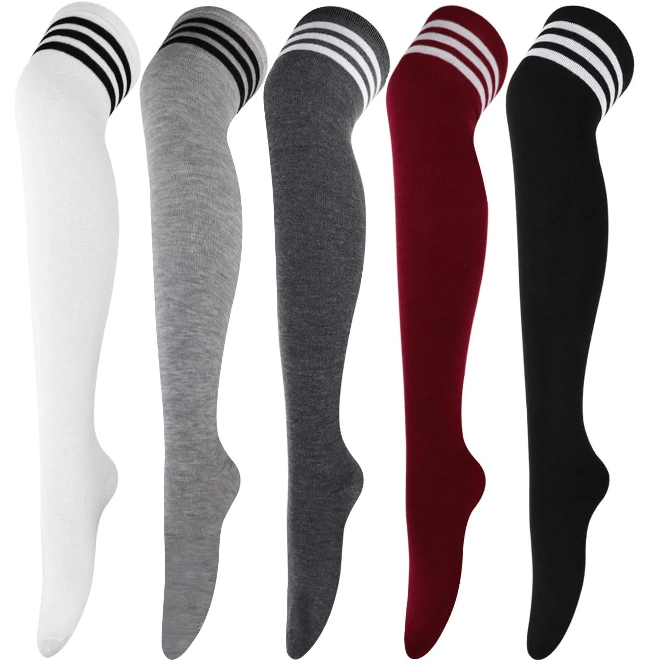 1 Pair Over Knee Thigh Striped Socks Knee-High Warm Stocking Women Boot Sock Leg Warmer High Socks for Daily Wear, Cosplay