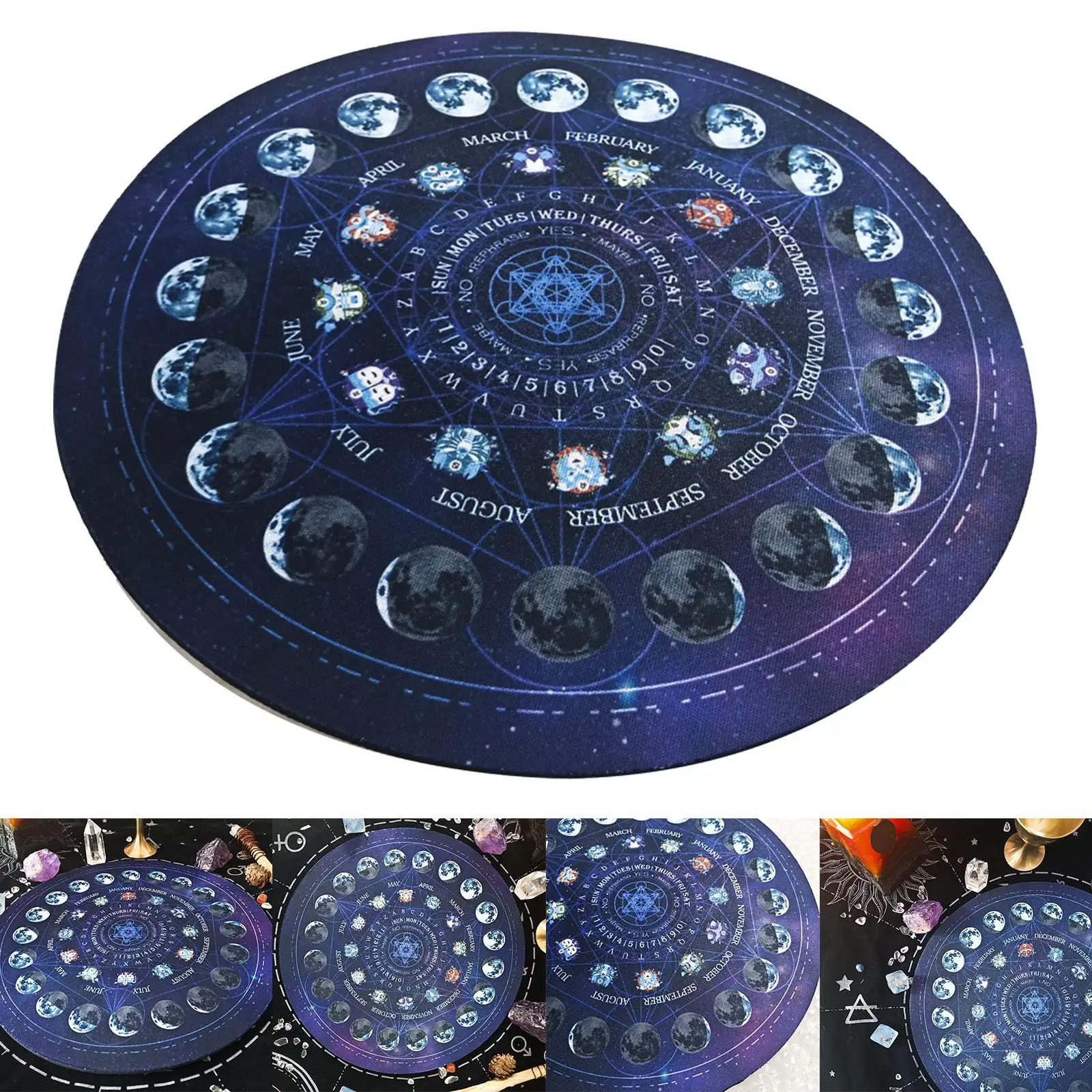 22cm Rubber Tarot Cards Table Mat Spread Top Cloth Spiritual 12 Constellations Tarot Tablecloth for Altar Popular Oracle Card