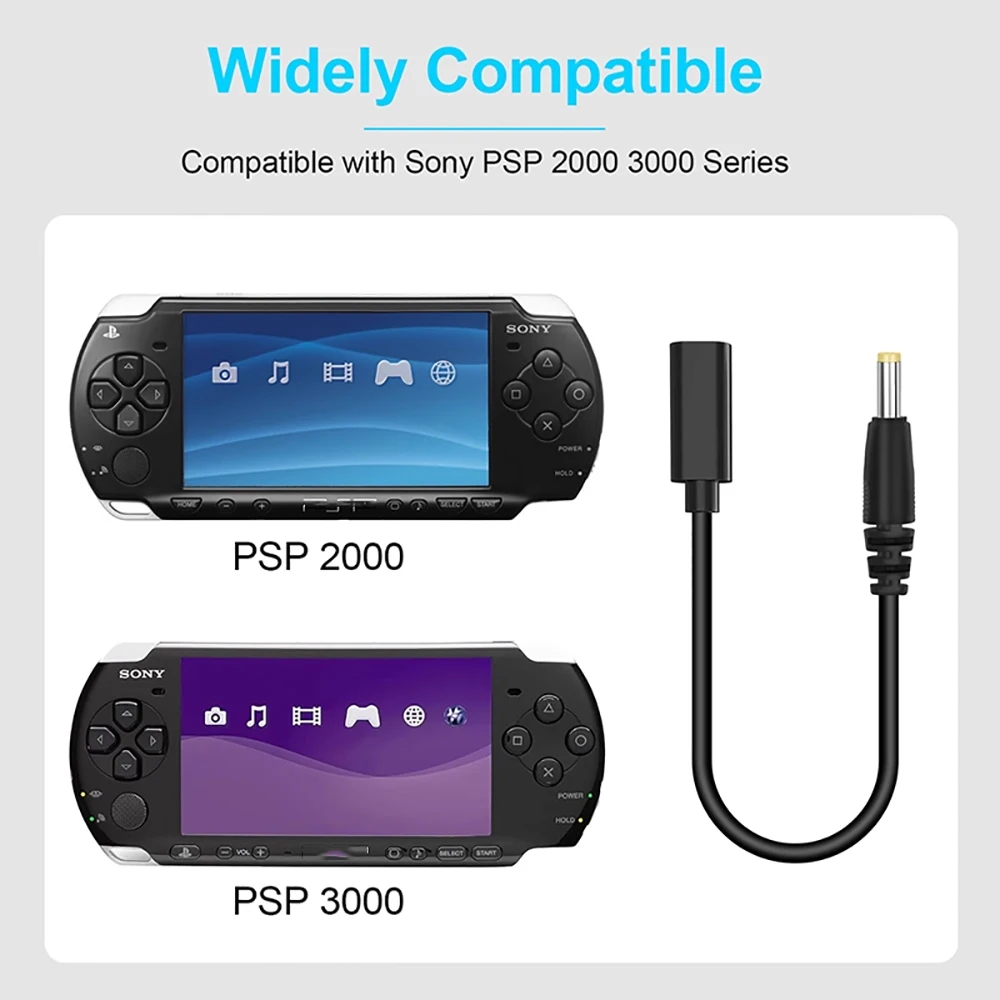 ل PSP USB C نوع-C مهايئ شاحن محول نوع C إلى ل PSP1000/2000/3000 لعبة تيار مستمر جاك التوصيل إلى USB-C كابل محول الشحن