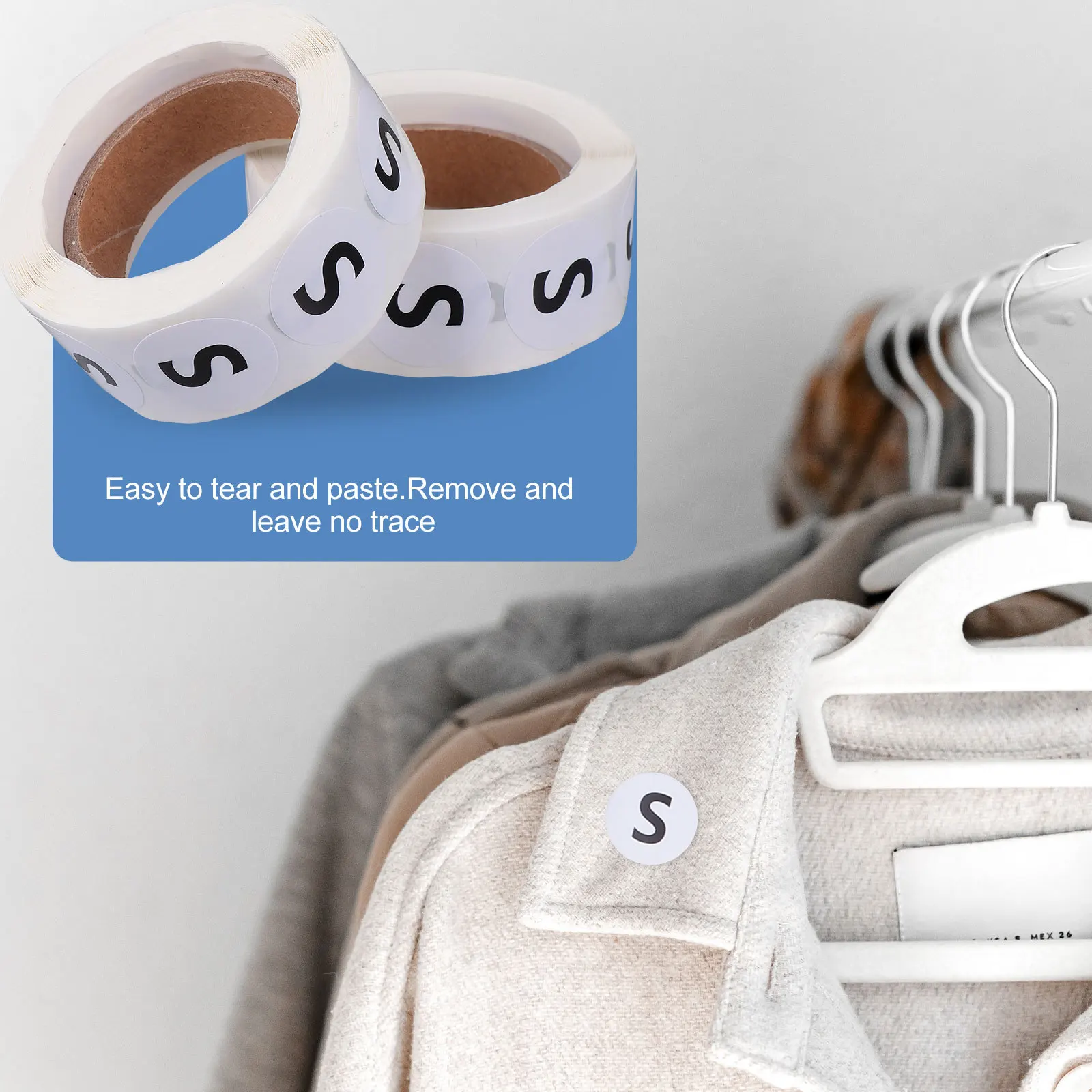 

2pcs Size Sticker Round Clothing Label Self-Adhesive Multi-Functional For T-Shirts Sweaters Coats Hats Gloves