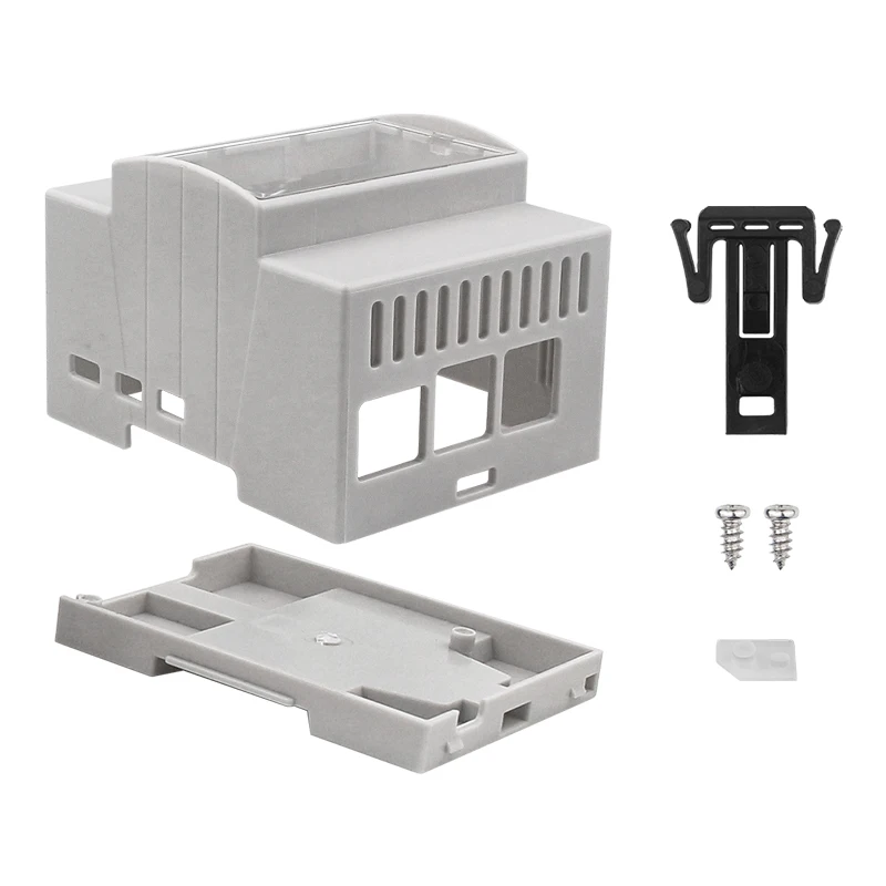 Caso ABS para Raspberry Pi 5, Din Rail Shell, Grande Espaço Interno, Caixa de Proteção de Janelas Claras, Dissipadores Opcionais, Refrigerador Ativo