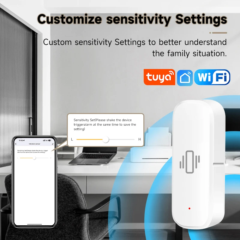 Tuya WiFi Smart Vibration Sensor Detection,Smart Life APP Notification,Real-Time Glass Shock Alarm,History Record