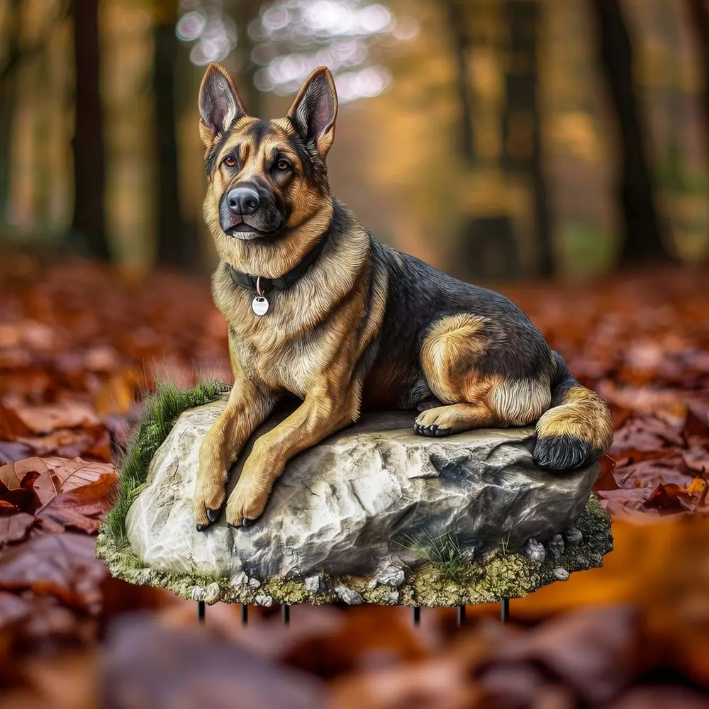 Acrylic German Shepherd Garden Ornament Realistic Yard Stake Decorative Animal Shape Sign For Outdoor Lawn Potted Plant