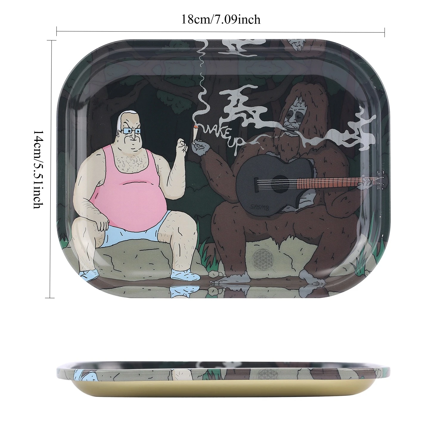 Cartoon Gorilla 2-Piece Portable Rolling Tray Set with Airtight Tin Box - Herb Preparation And Storage Kit