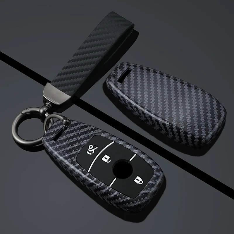 

Чехол для автомобильного ключа из углеродного волокна, металлический брелок для Mercedes Benz A C E S G Class GLC CLE CLA W177 W205 W213 W222 X167 AMG