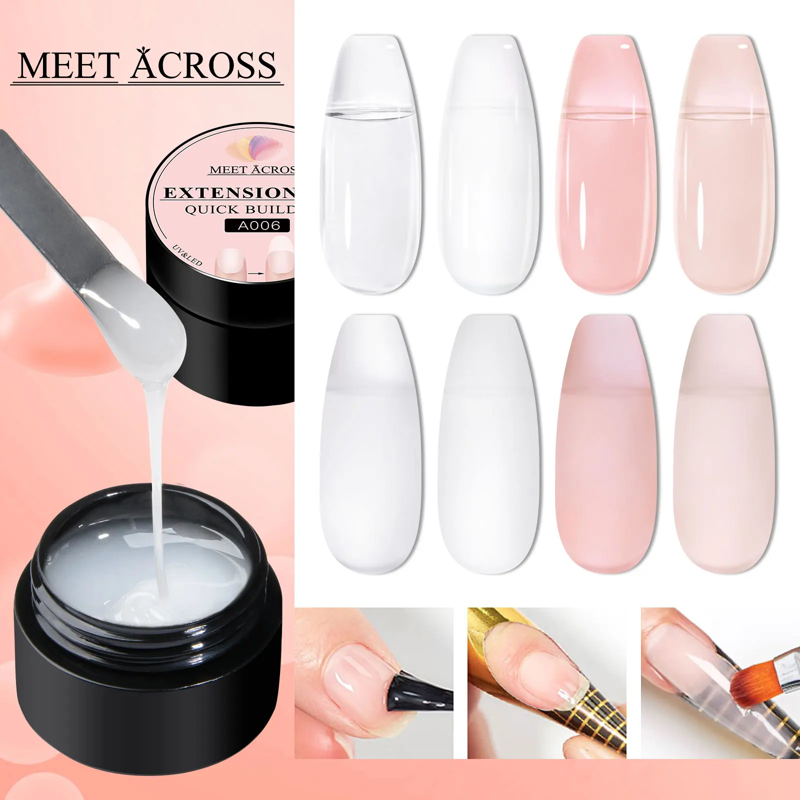 

14 шт. Набор гелей для быстрого наращивания ногтей телесного цвета, лампа для ногтей мощностью 6 Вт, базовое верхнее покрытие и инструменты для ногтей, УФ-светодиодный дизайн ногтей для женщин и девочек своими руками