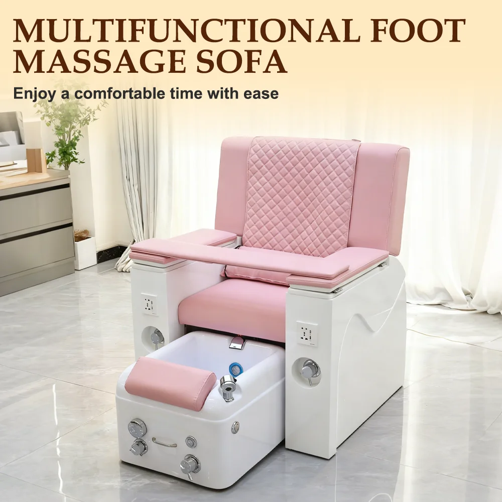 Modern Beauty Salon Reclining Pedicure Sofa Chairs Adjustable Foot Bath Massager with Vibration Function Nail Manicure Table