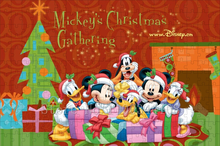 Disney Mickeys Christmas Jigsaw Puzzles Minnie Mouse Doland Duck Wooden Puzzles for Parent-Child Interactive Toys Gifts