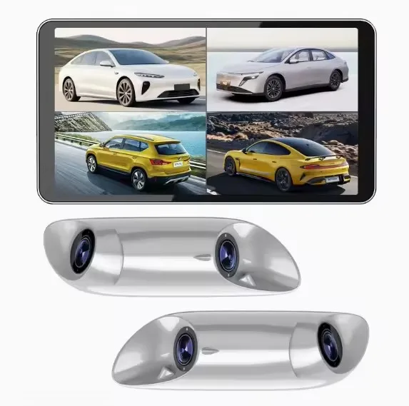 Newest 6 Inch Car DVR Split Screen Front & Side View Blind Spot 4CH Touch Screen Camera Dual Lens AHD 720P