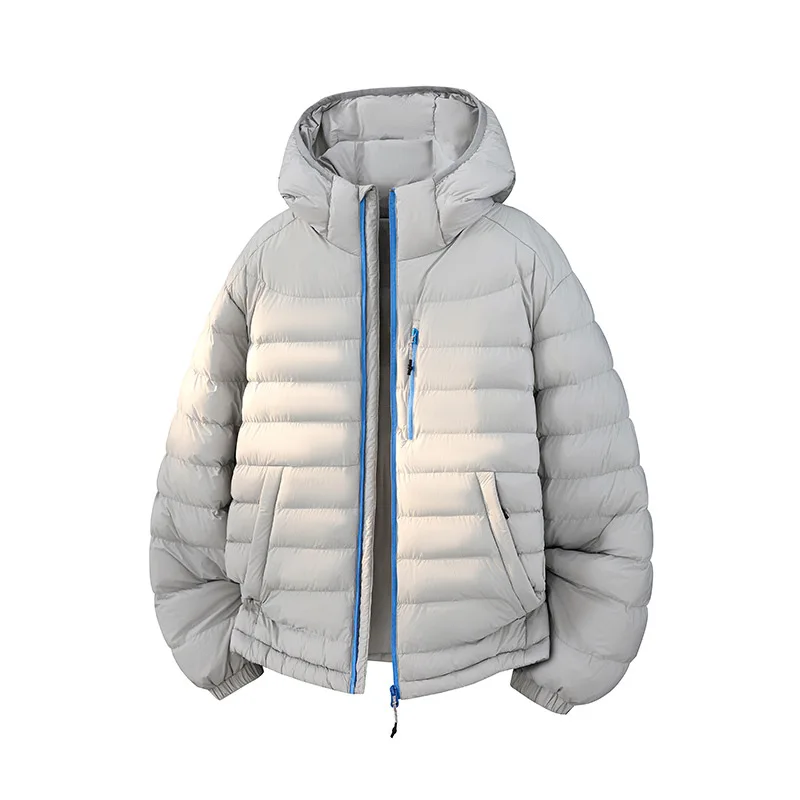 KIDWHXR Parkas Jacket Winter Man Fashion Contrast Color Hooded Coat Men Outdoor Sport Casual Male Loose Lightweight Outerwear