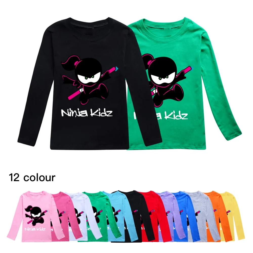 

NINJA KIDZ Kids Clothes Spring Summer Pullover Girls Casual Cotton Tops Boys Short-sleeved T-shirt Children Clothing Tees 2-16Y