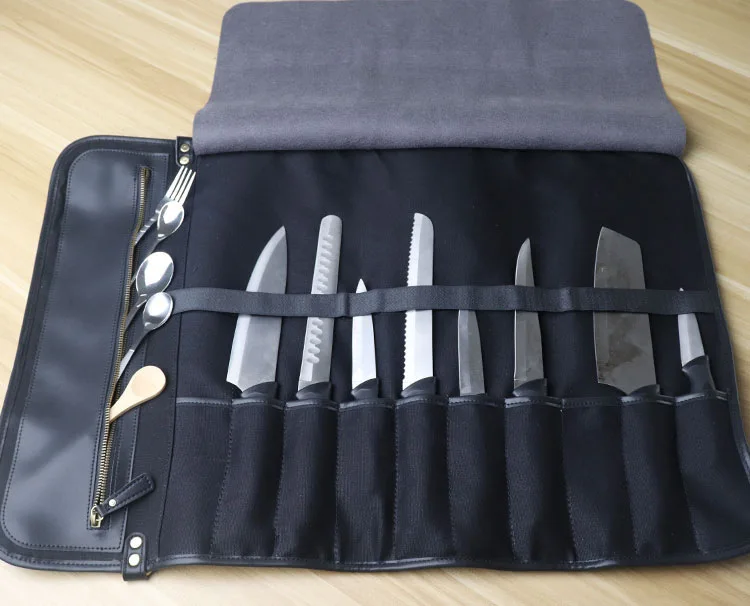 Leather Portable Chef Knife Bag Chef Knife Storage Bag Outdoor Camping Picnic Kit