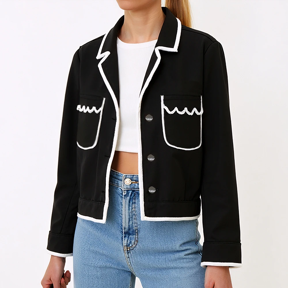 

Mia Muse Women's Lightweight Jackets Spring Decent Casual Pocket Single Breasted Long Sleeve Lapel Daily Lightweight Jackets