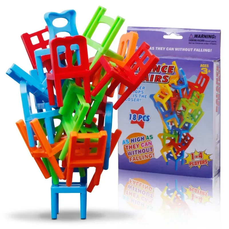 2023 Family Board Game Children Educational Toy Balance Stacking Chairs Chair Stool Game 18 PCS Chair