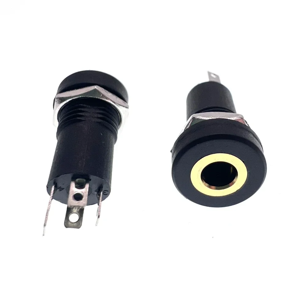 

100 шт. 3,5 мм аудиоразъем 4-полюсный черный панельный крепление позолоченный с гайками разъем для наушников PJ-392A 3,5 мм гнездо для наушников