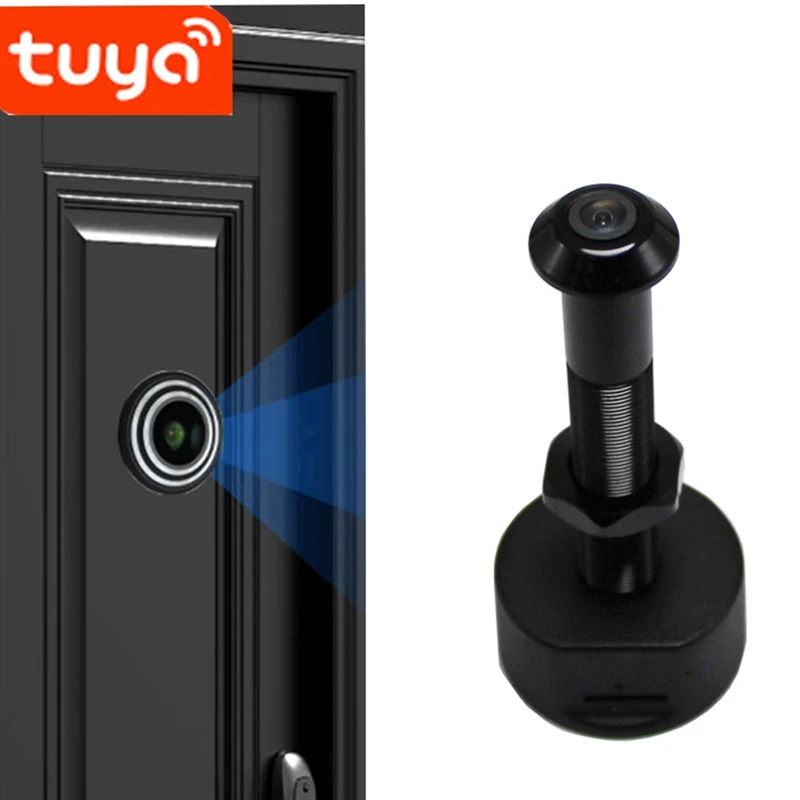 Tuya Durchmesser 12MM Weitwinkel Fisheye Dual Frequenz Wifi Tür Auge Fern Überwachung Graffiti Smart Leben Hause Kamera
