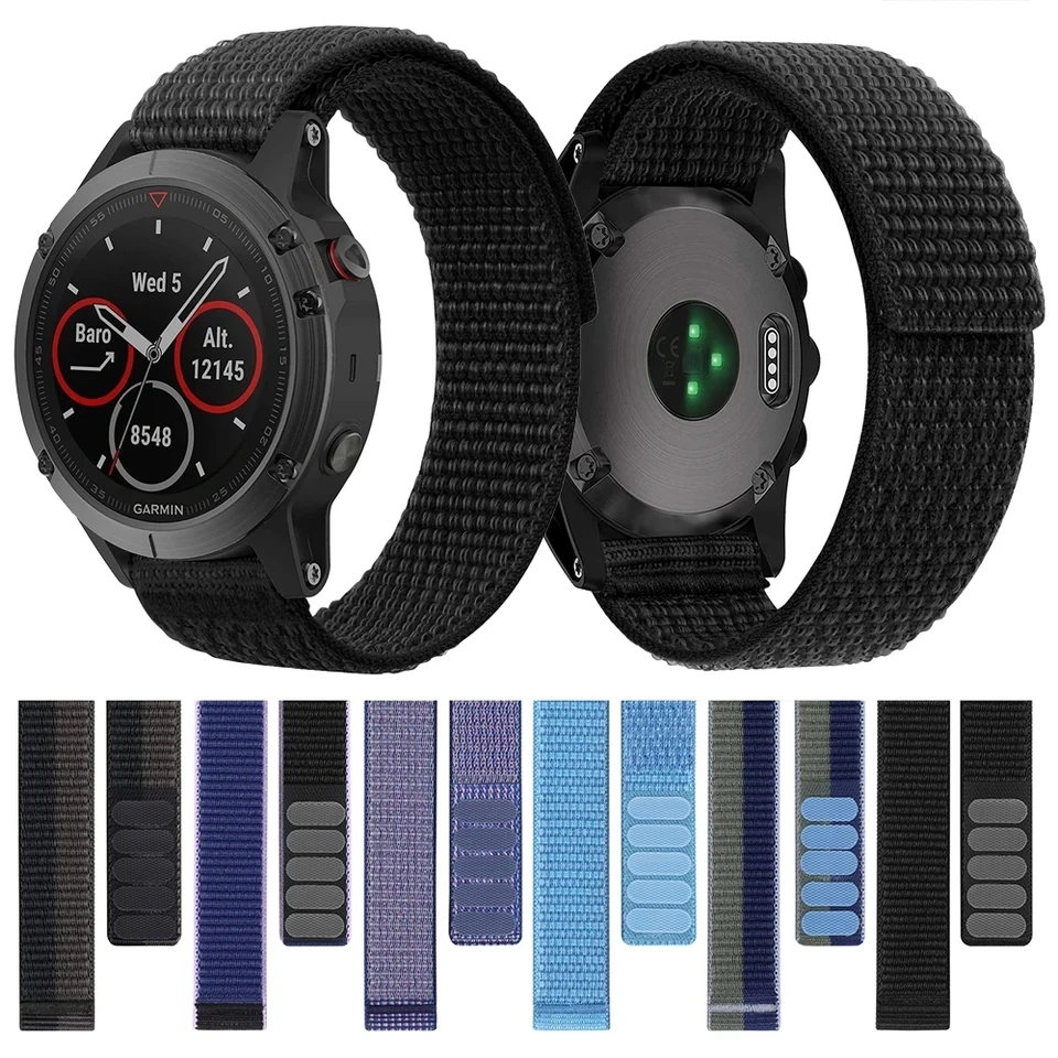 26mm 22mm Hook Loop Nylon Strap Watchband For Garmin Fenix 6X 6 Pro 5X 5 7X 7 Epix 2 Forerunner 965 955 945 935 Watch Bracelet